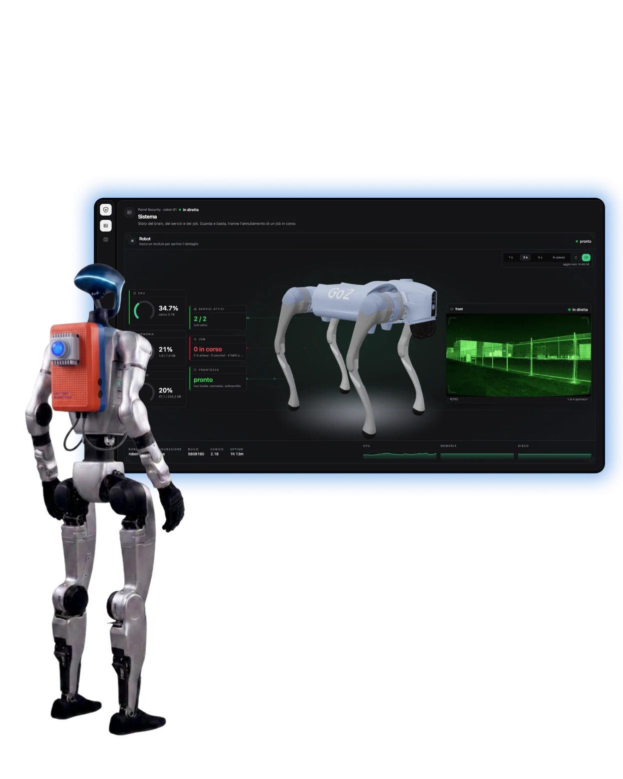Console Gulliver Robotics per il controllo dei robot con umanoide dotato di Gulliver Payload
